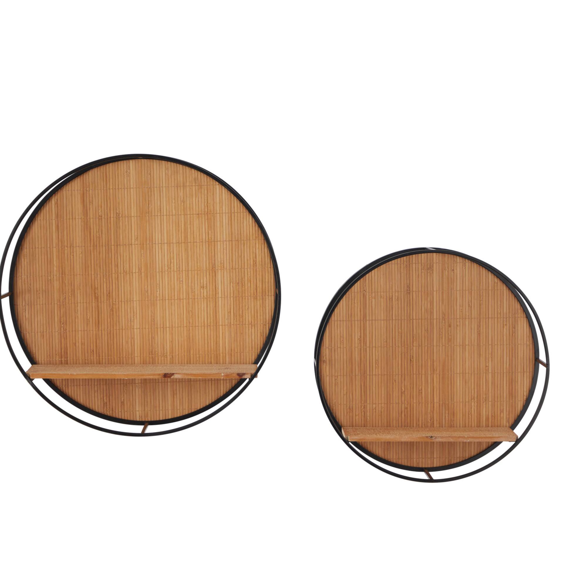 Brown Bamboo Modern Wall Shelf, Set of 2 19", 16"